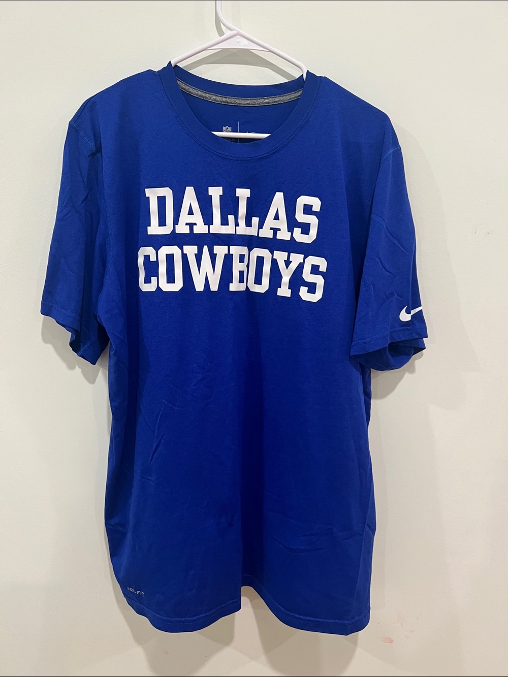 Nike Royal Blue Dallas Cowboys Short Sleeve Tee with White Lettering